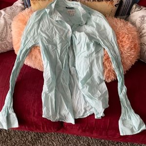 button down blue striped